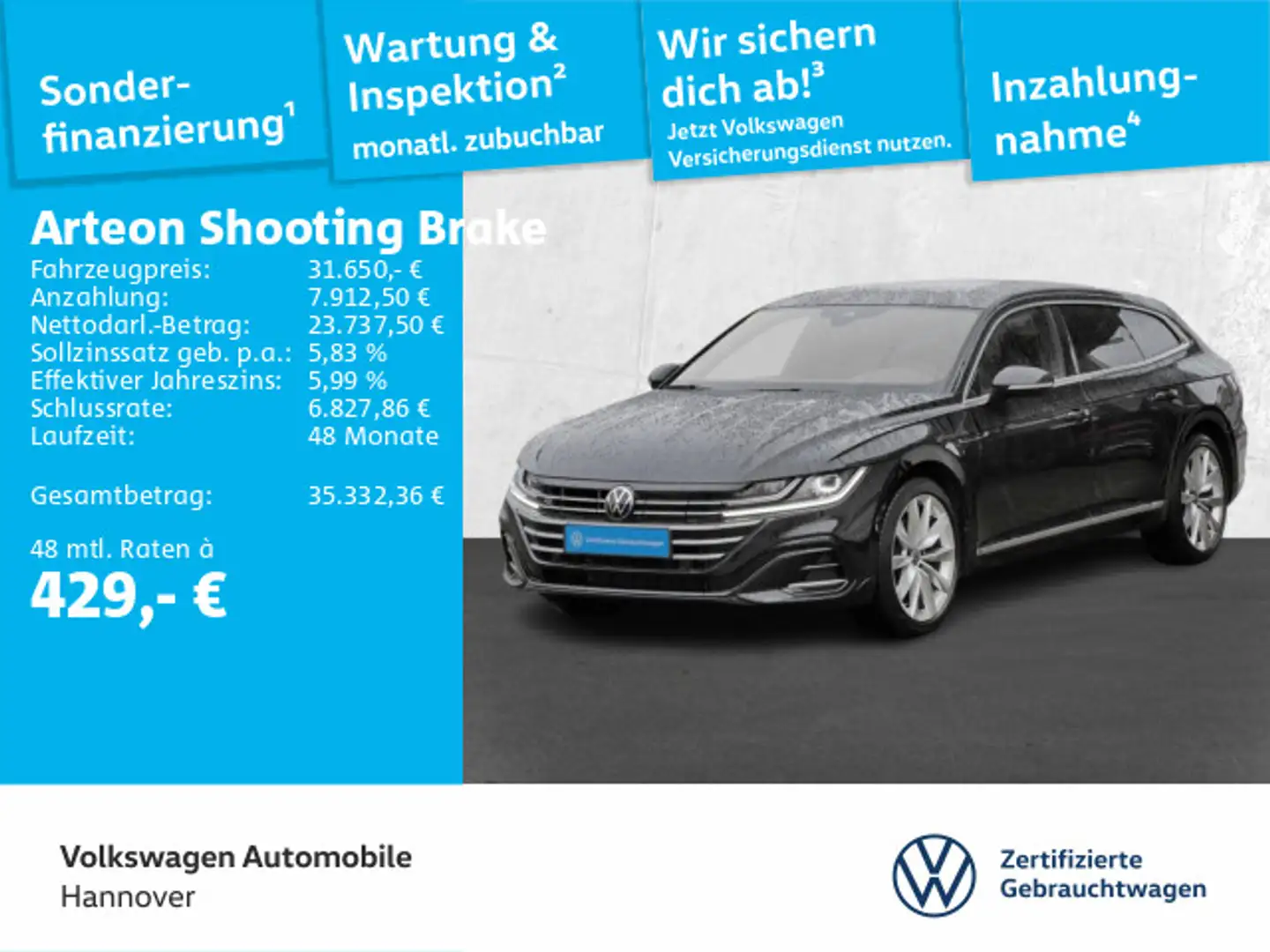 Volkswagen Arteon 1.4 TSI eHybrid DSG R-Line Schwarz - 1