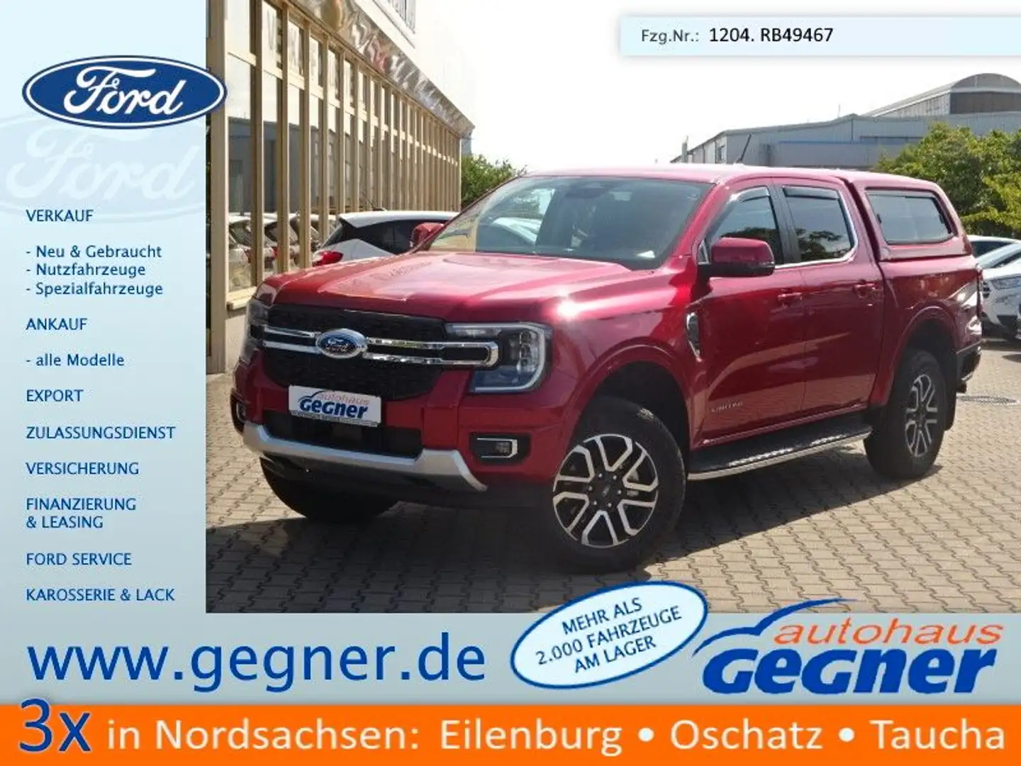 Ford Ranger 2.0L Limited 4x4 Autom. DoKa Hardtop AHK Rot - 1