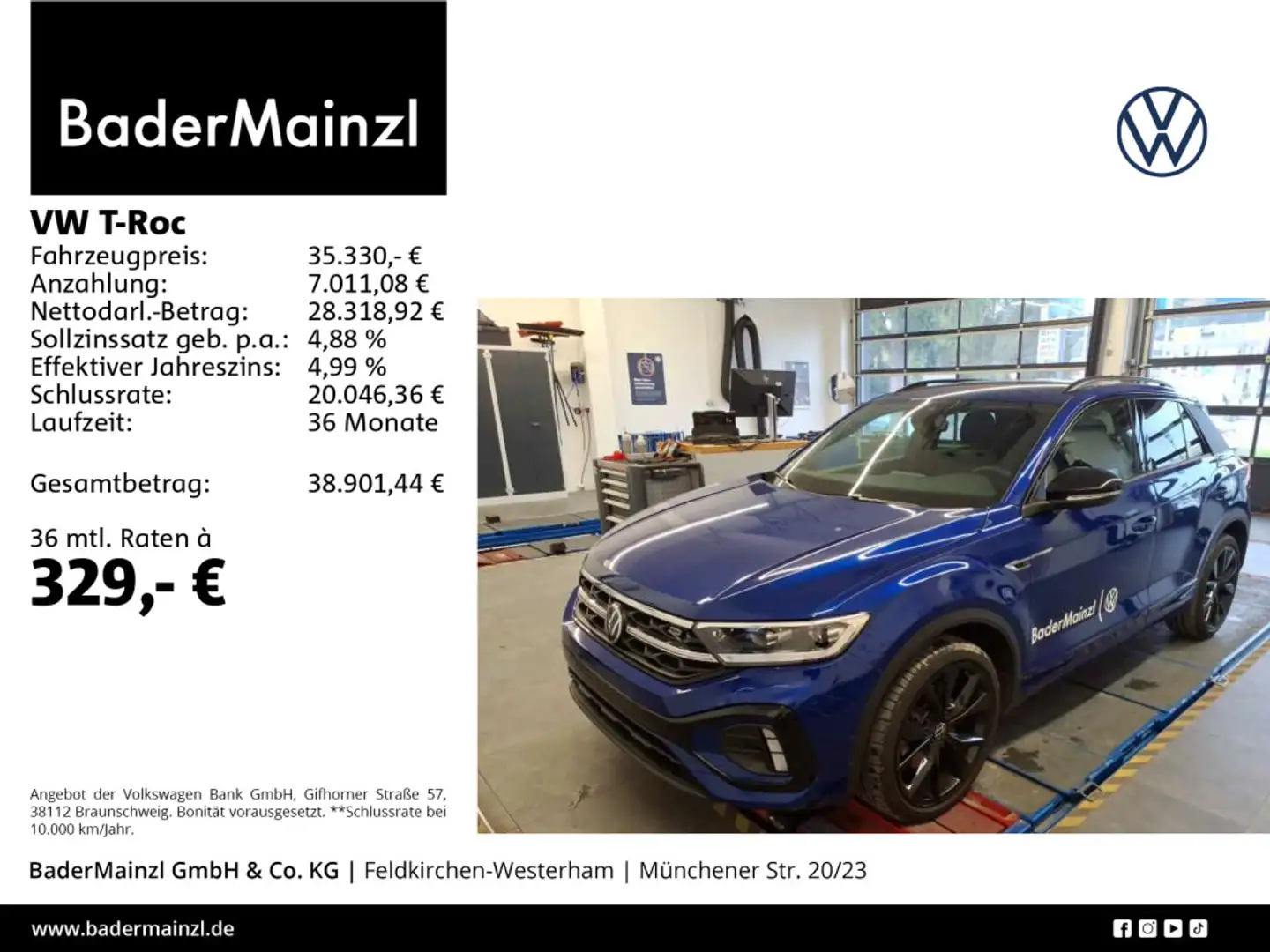 Volkswagen T-Roc 1.5 TSI DSG R-Line Kam. Matrix AHK SHZ Blau - 1