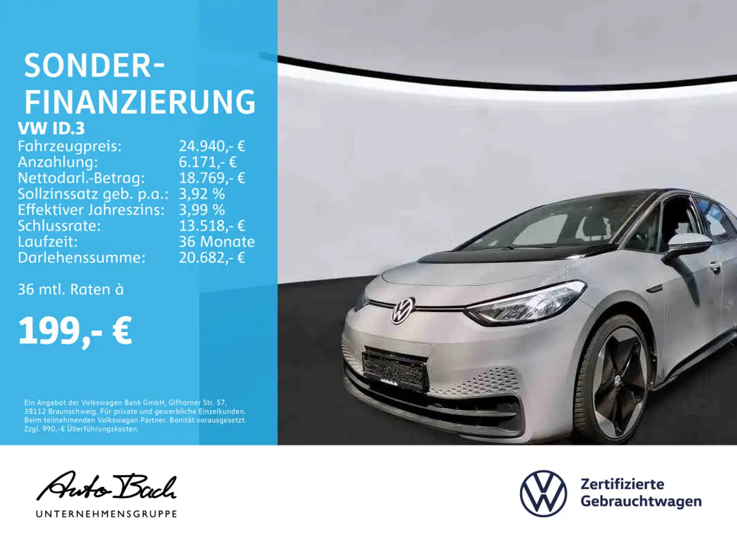 Volkswagen ID.3 Pro Performance Automatik, LED, App-Connect Grijs - 1