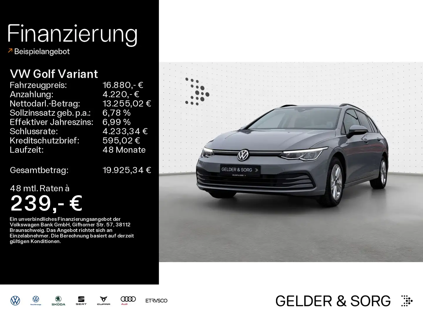 Volkswagen Golf Variant 1.0 TSI LED*SHZ*LHZ*DIGITALCOCKPIT Grau - 1