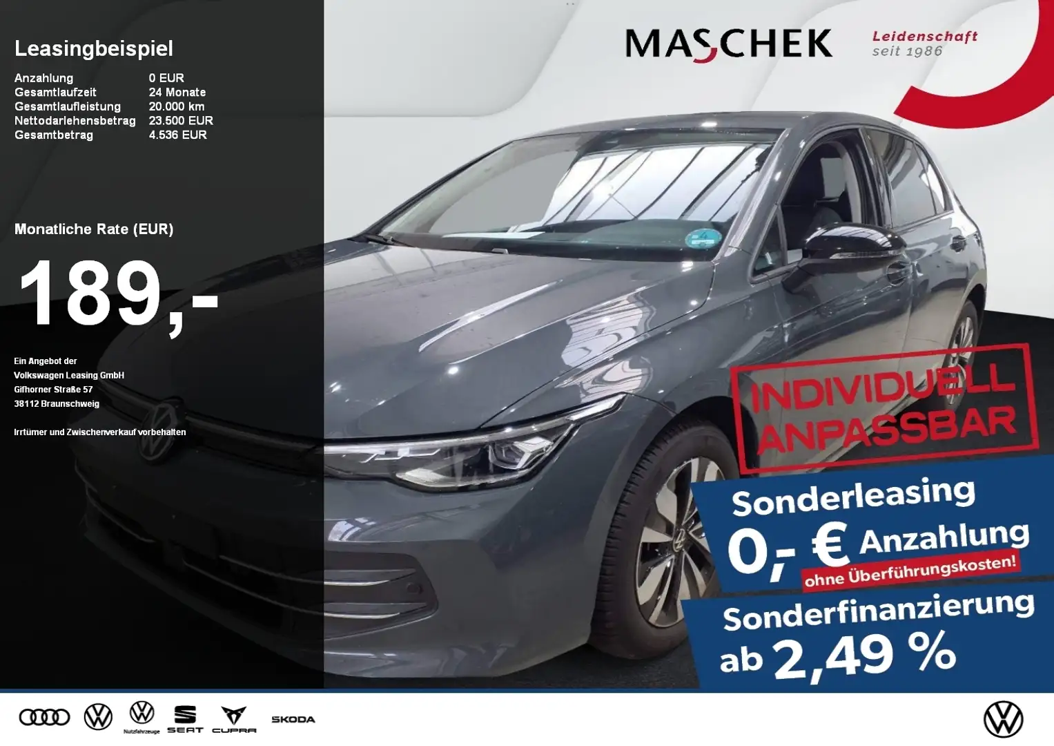 Volkswagen Golf Goal 1.5 TSI Sonderleasing! AHK Navi Sitzh. AHK Grau - 1