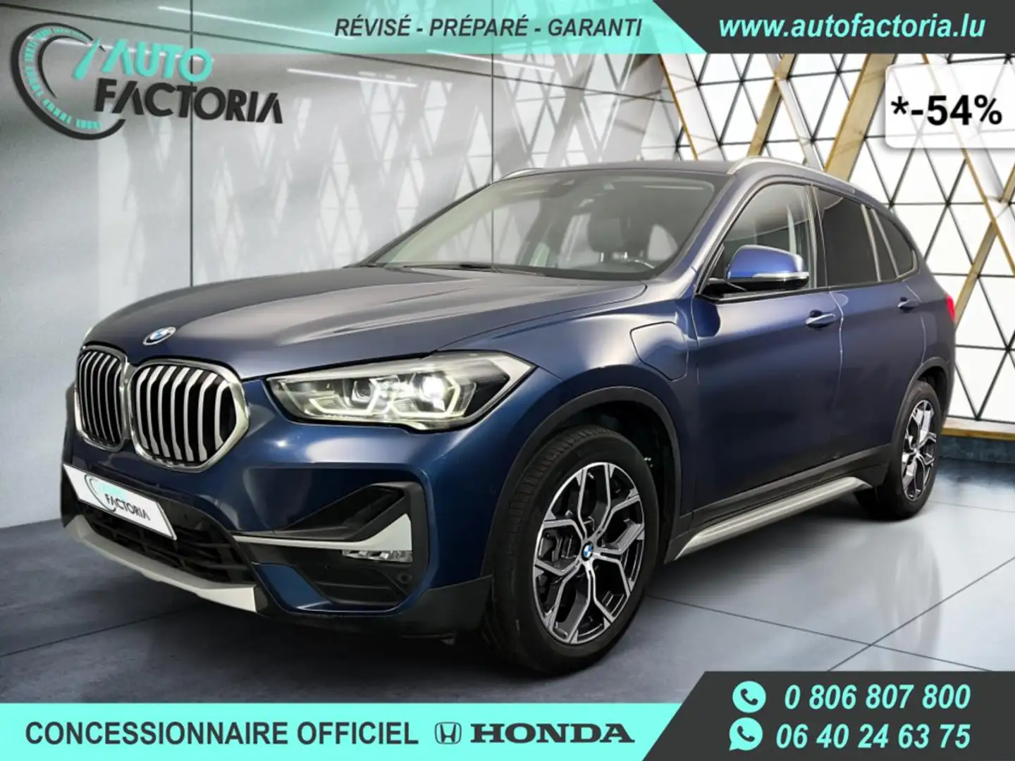 BMW X1 -54% 25E HYB 220CV BVA 4x4 XLINE+T.PANO+GPS+OPTION Azul - 1