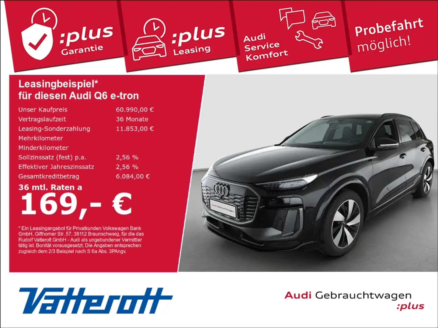 Audi Q6 e-tron quattro S line Matrix ACC Leder BeifDispl. Zwart - 1