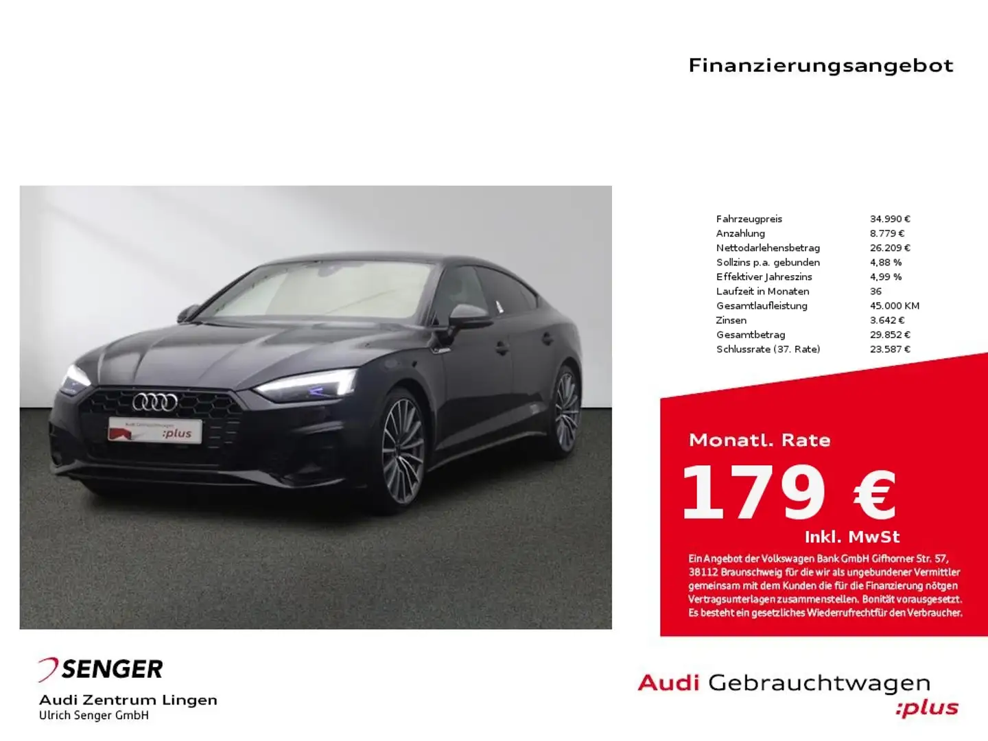 Audi A5 Sportback g-tron S line 40 Sitzh. MMI Matrix Noir - 1