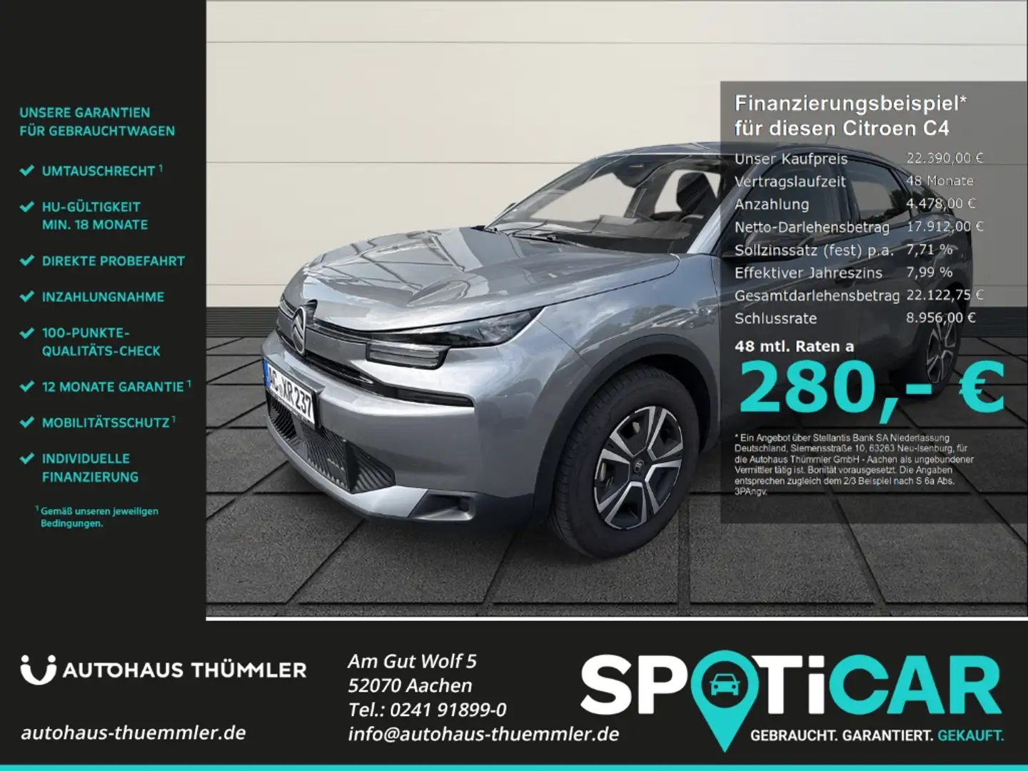 Citroen C4 YOU 1.2 Mild-Hybrid 100 EU6e Digitales Cockpit LED Grijs - 1