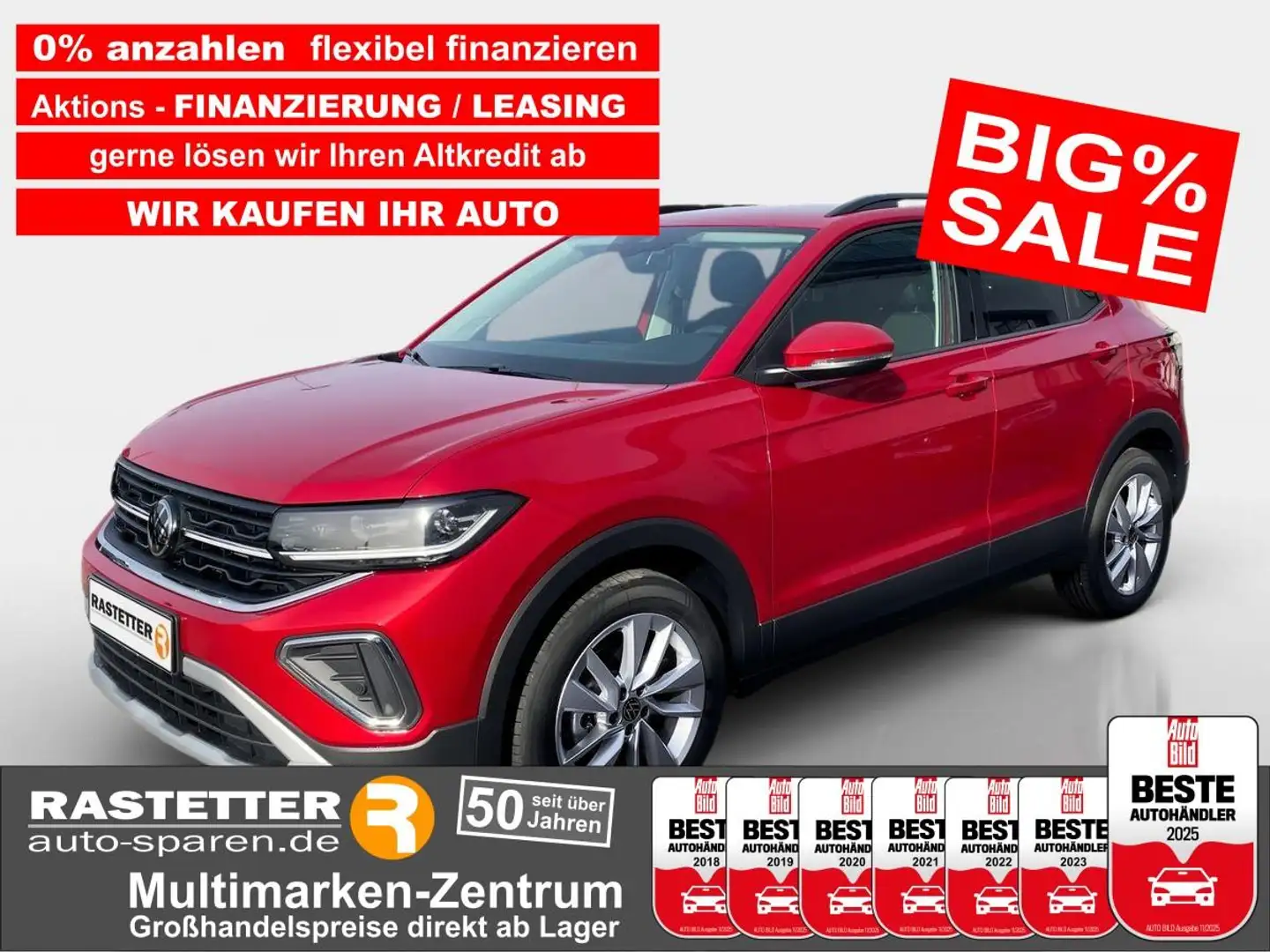 Volkswagen T-Cross TSI DSG Life Matrix+Kamera+ACC+Keyless+CarPlayNavi Rouge - 1