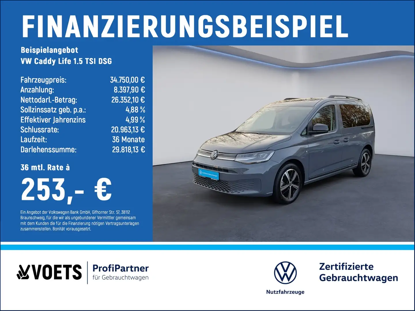 Volkswagen Caddy Life 1.5 TSI DSG App-Connect+PANO+LED Grau - 2
