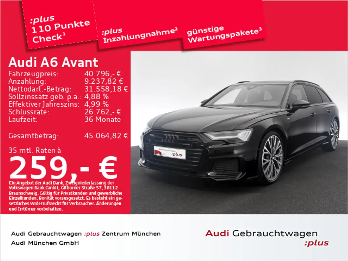 Audi A6 45 TFSI qu. S tronic 2x S line Pano/HD- Zwart - 1