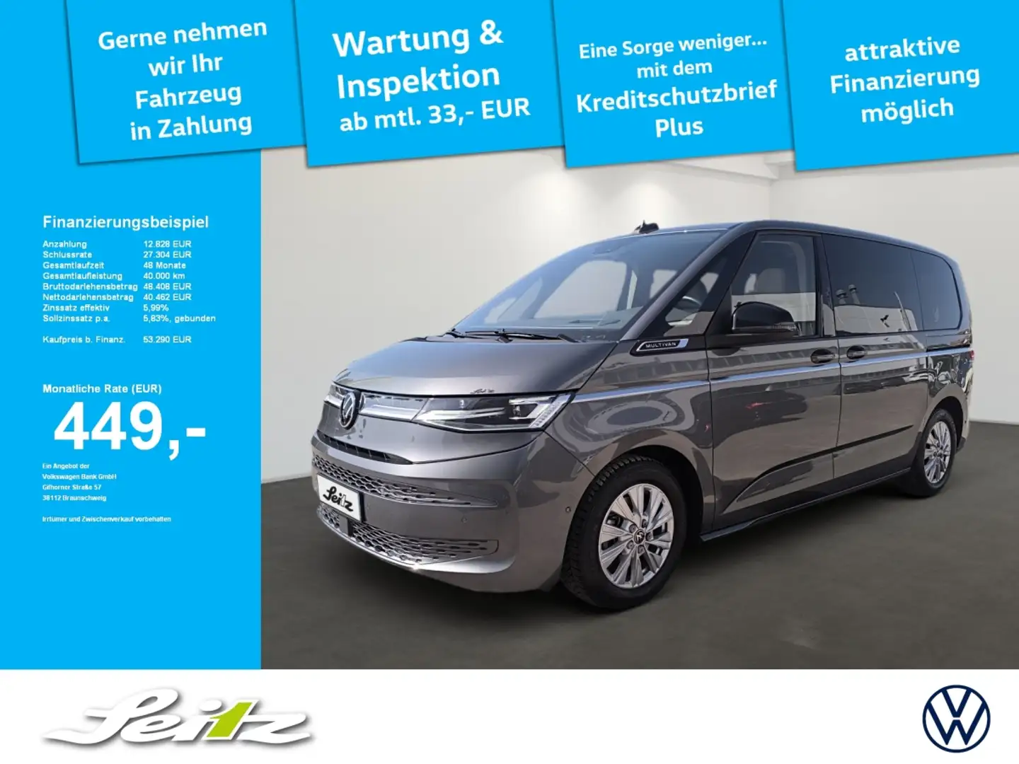 Volkswagen T7 Multivan 1.4 TSI eHybrid KÜ Style *7-SITZER*STANDH*PANO* Grijs - 1