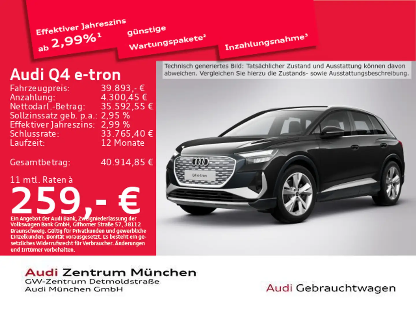 Audi Q4 e-tron 45 qu. S line AHK/ACC/Virtual Schwarz - 1
