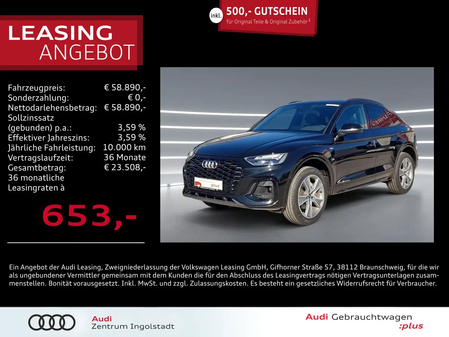 Audi Q5 Sportback 45 TFSI qu S line PANO ACC AHK 20" Schwarz - 1
