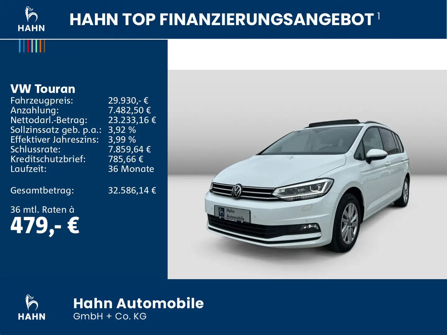 Volkswagen Touran 2.0 TDI DSG Comfortline Pano Navi AHK LED Weiß - 2