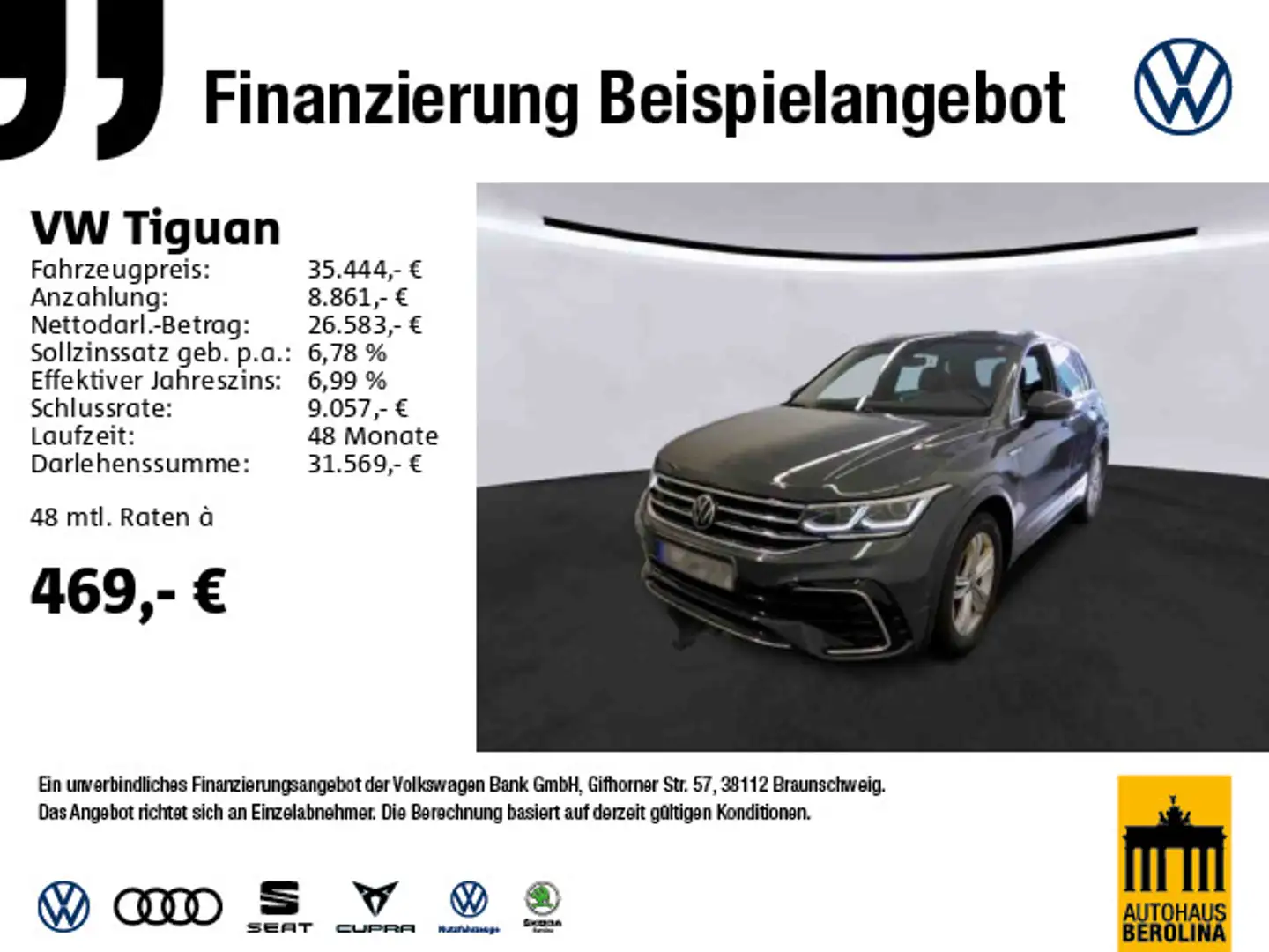 Volkswagen Tiguan 2.0 TSI 4M R-Line DSG *IQ-MATRIX*360°* Grau - 1