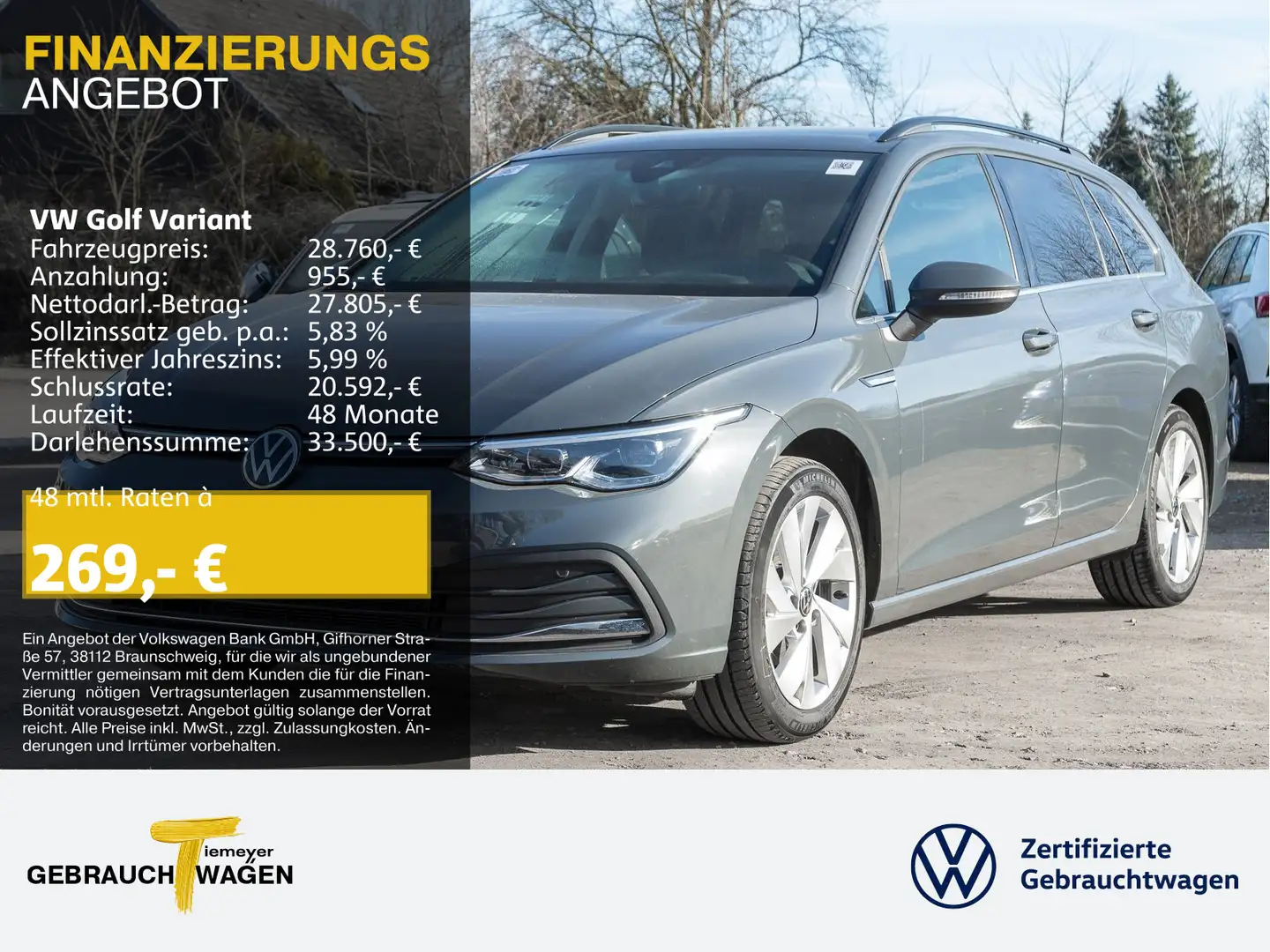 Volkswagen Golf Variant 1.5 eTSI DSG STYLE PANO KAMERA Grijs - 1