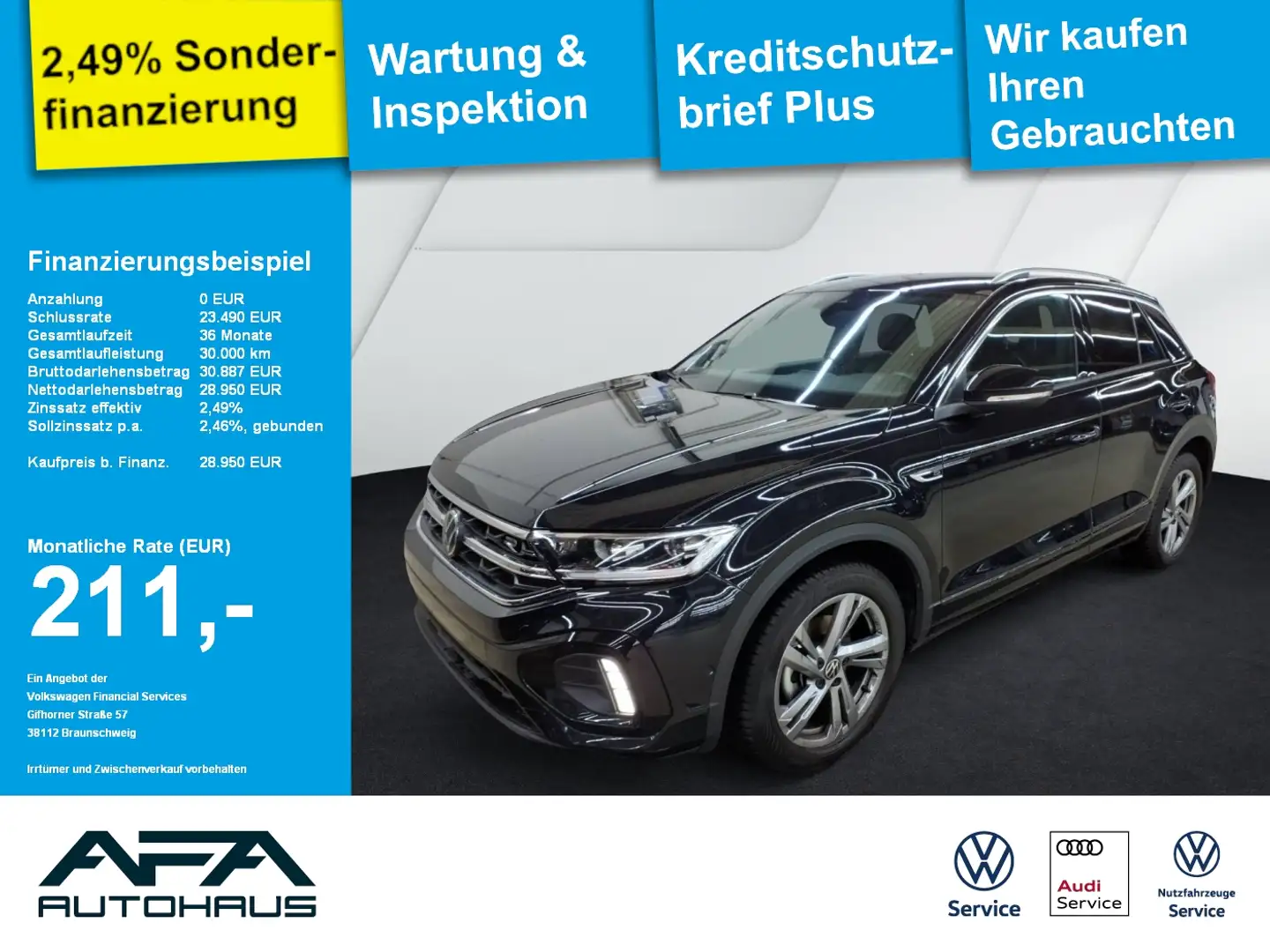 Volkswagen T-Roc 1.5 TSI R-Line DSG AHK*Navi*RFK*ACC*APP Schwarz - 1