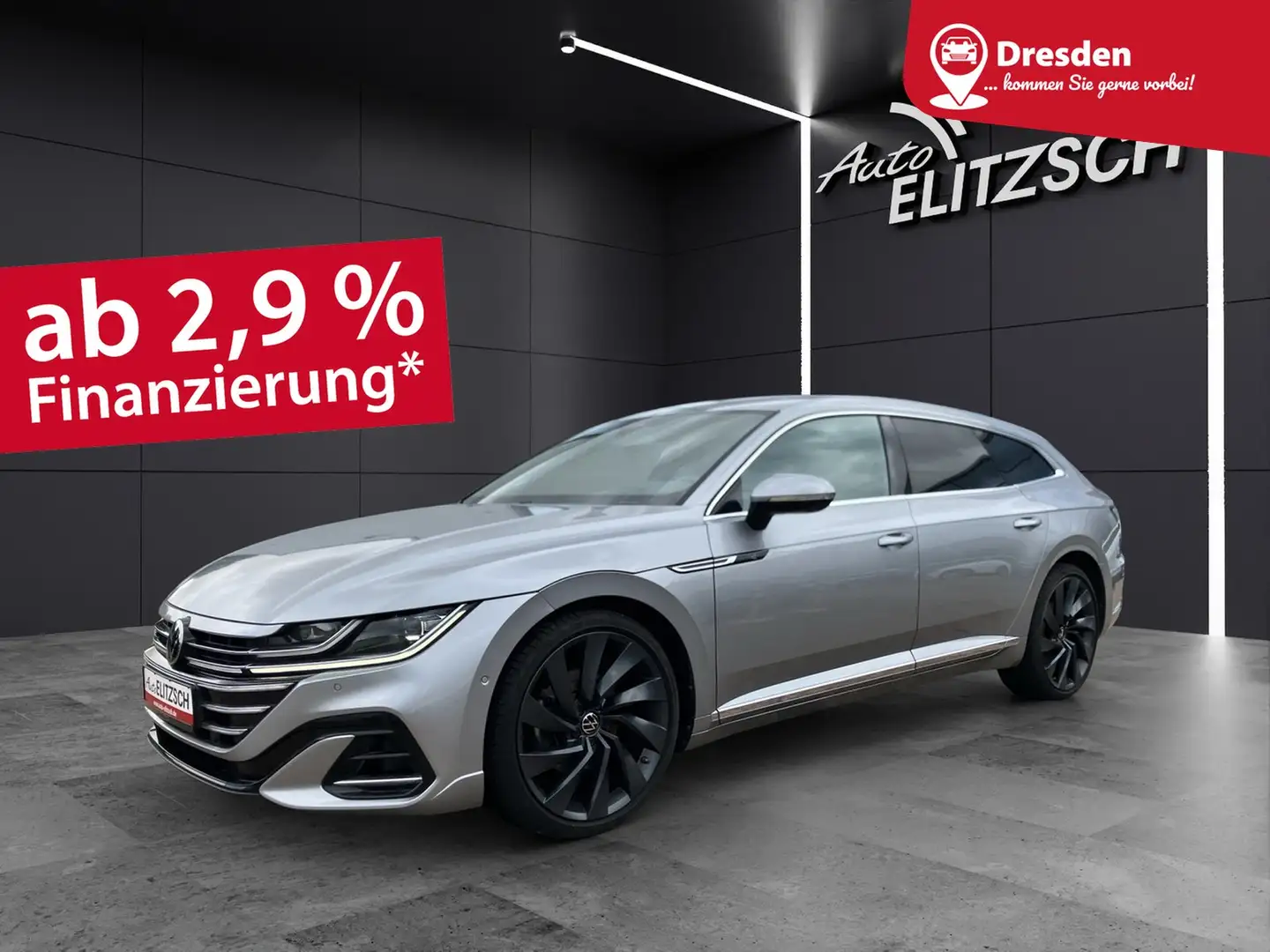 Volkswagen Arteon SB TDI DSG R-Line 4M LED Navi Pano HUD Leder 20" Silber - 1