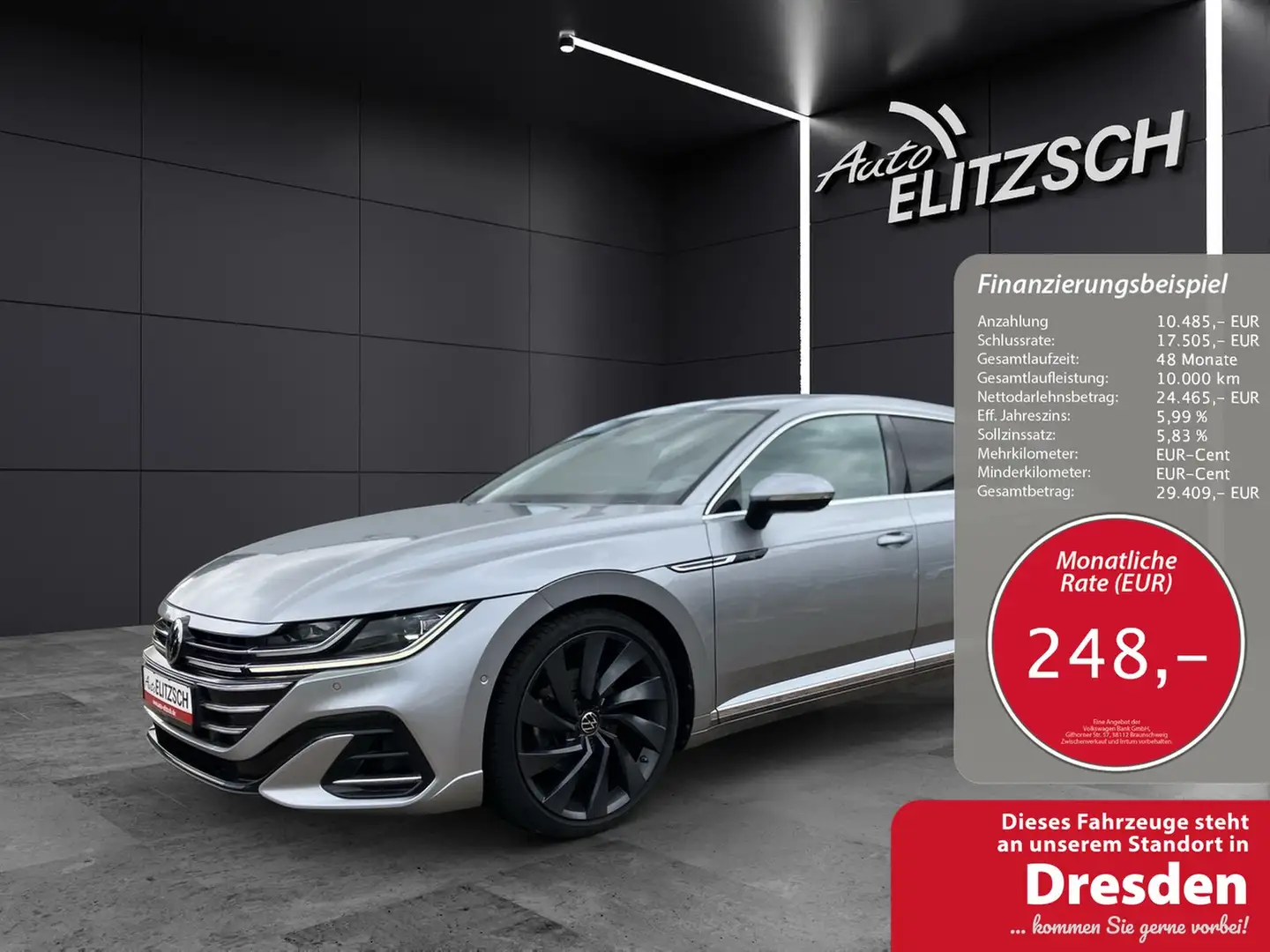 Volkswagen Arteon SB TDI DSG R-Line 4M LED Navi Pano HUD Leder 20" Silber - 1