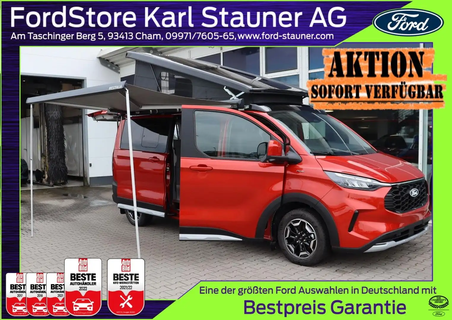 Ford Custom Camper NUGGET Active 320/L2 0,99% FIN AHK Rouge - 1