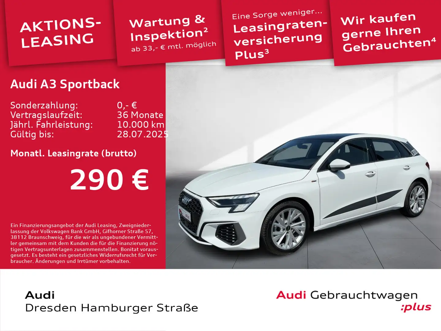 Audi A3 30 TDI S line Matrix Panorama Weiß - 1