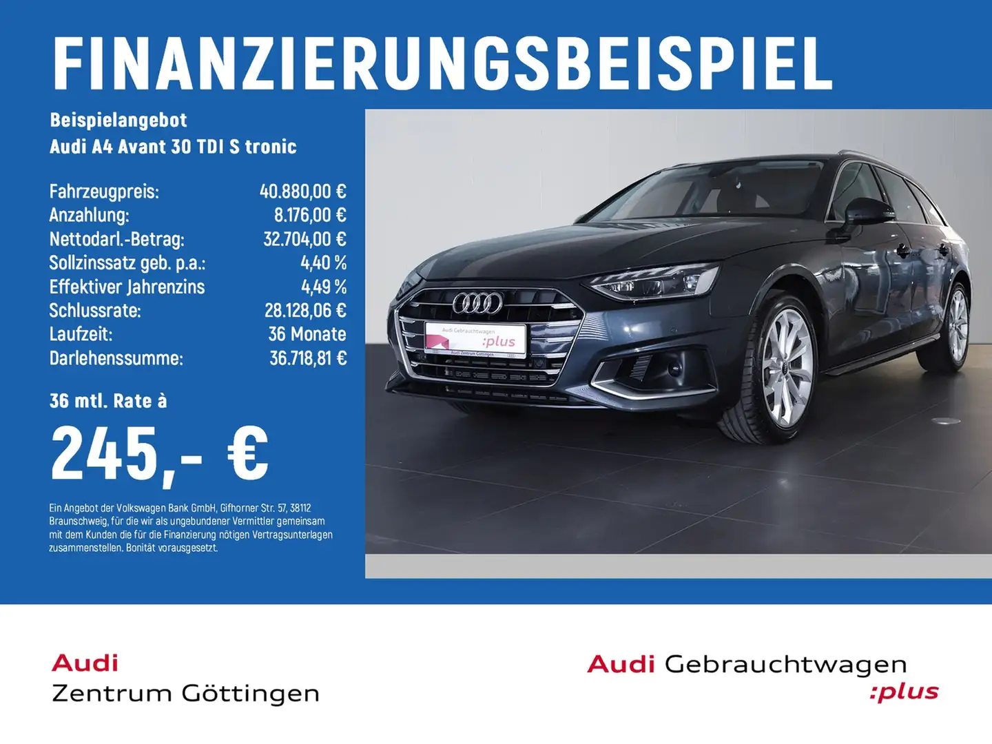Audi A4 Avant 30 TDI S tronic advanced +AHK+LED+ACC Grau - 2