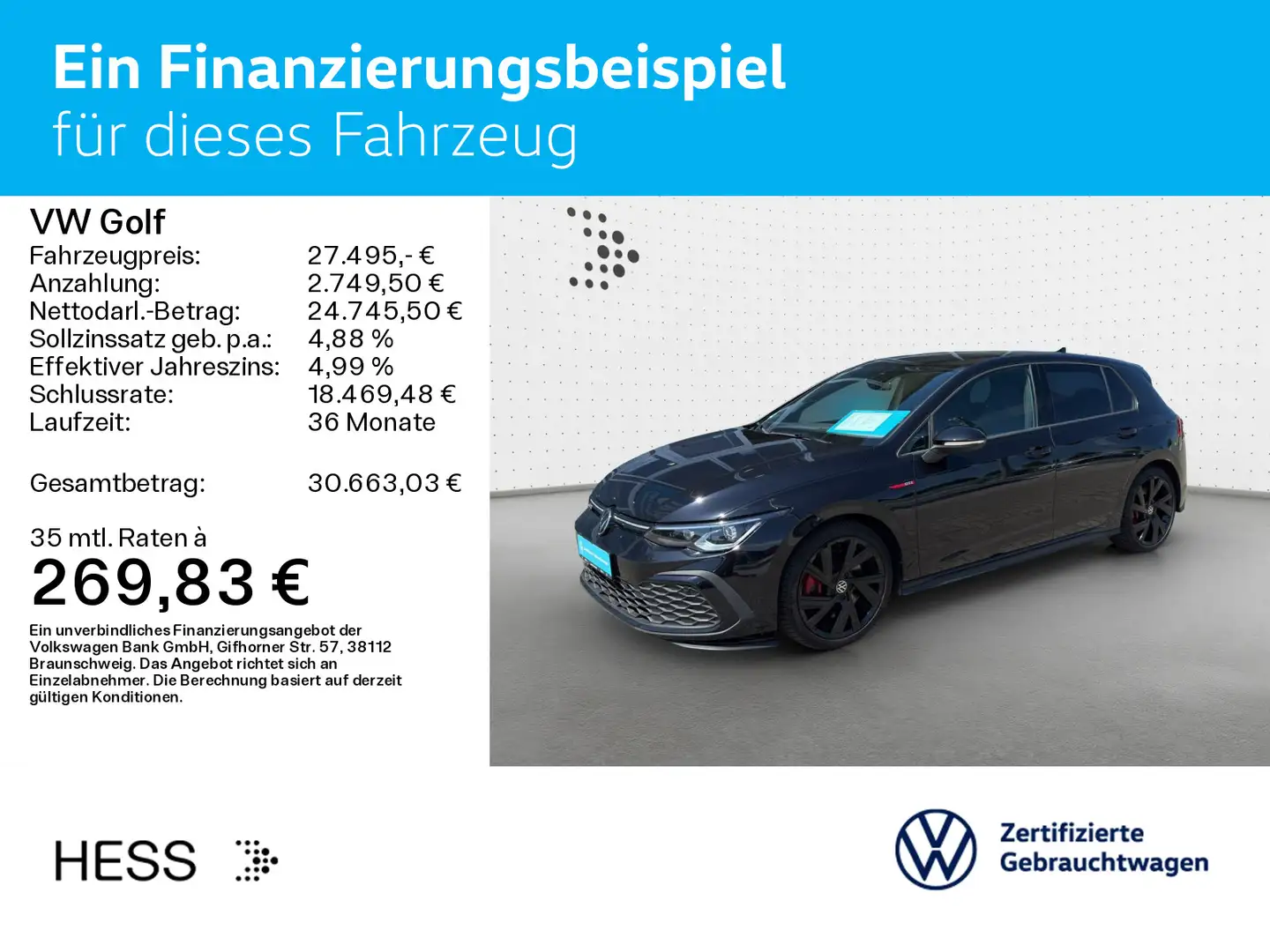 Volkswagen Golf GTI Golf VIII 2.0 TSI DSG GTI*BLACK-STYLE*NAVI*LED-P Schwarz - 2