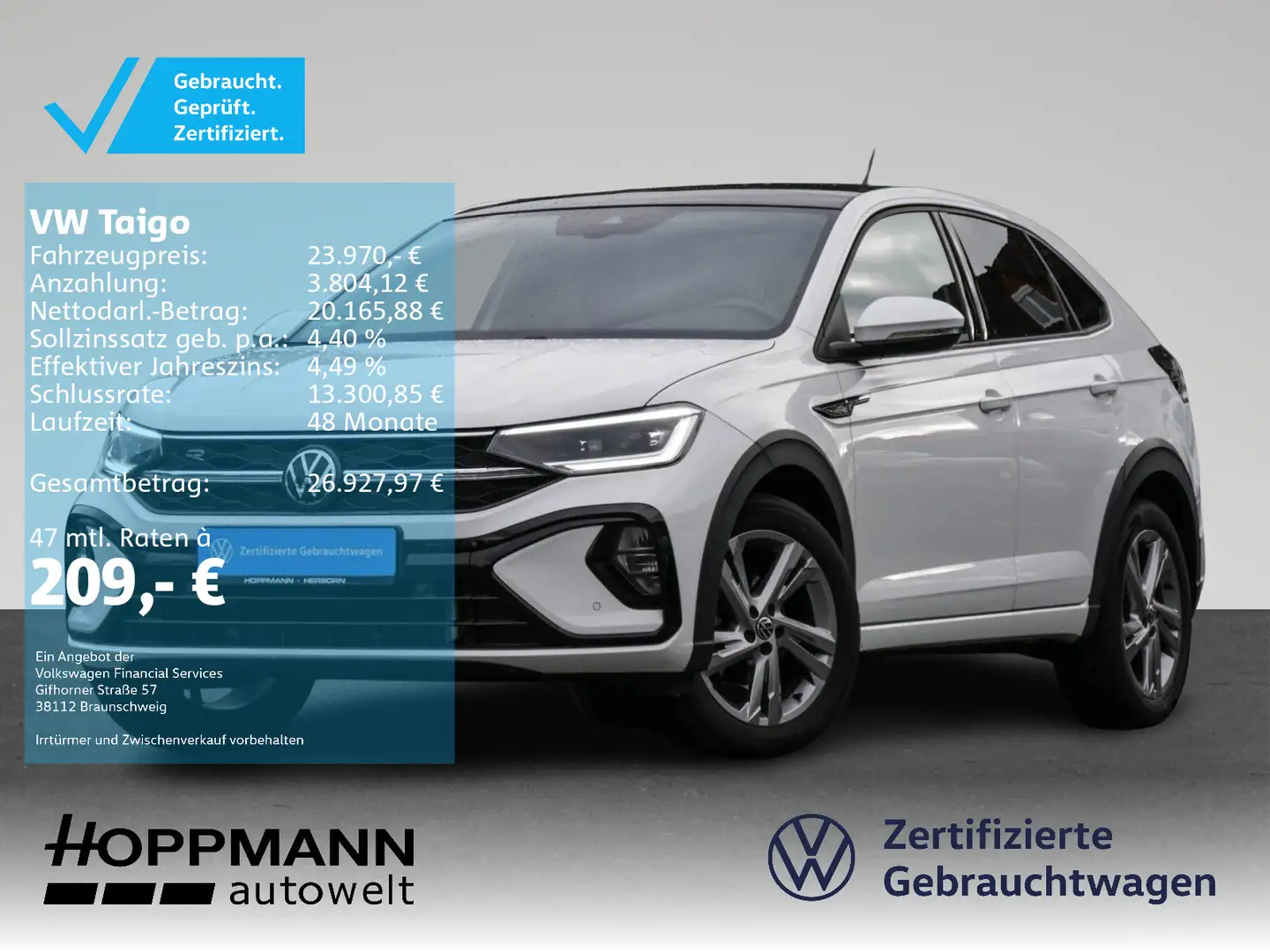 Volkswagen Taigo 1.5 TSI R-Line DSG Pano Kamera Matrix-LED Bianco - 1