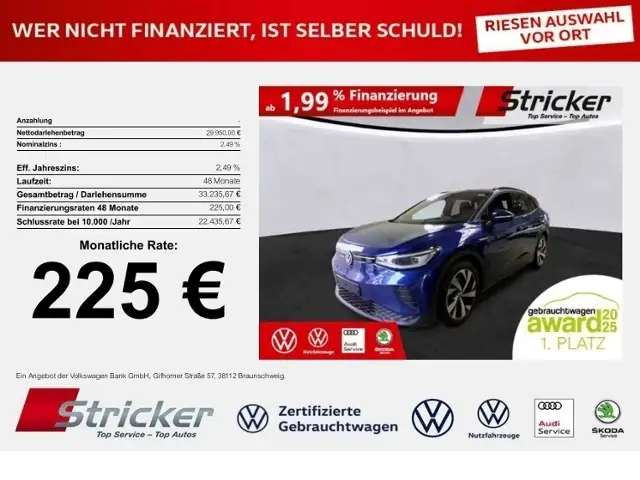 Volkswagen ID.4 Pro Performance 150/77 225,-ohne Anzahlung AHK IQ