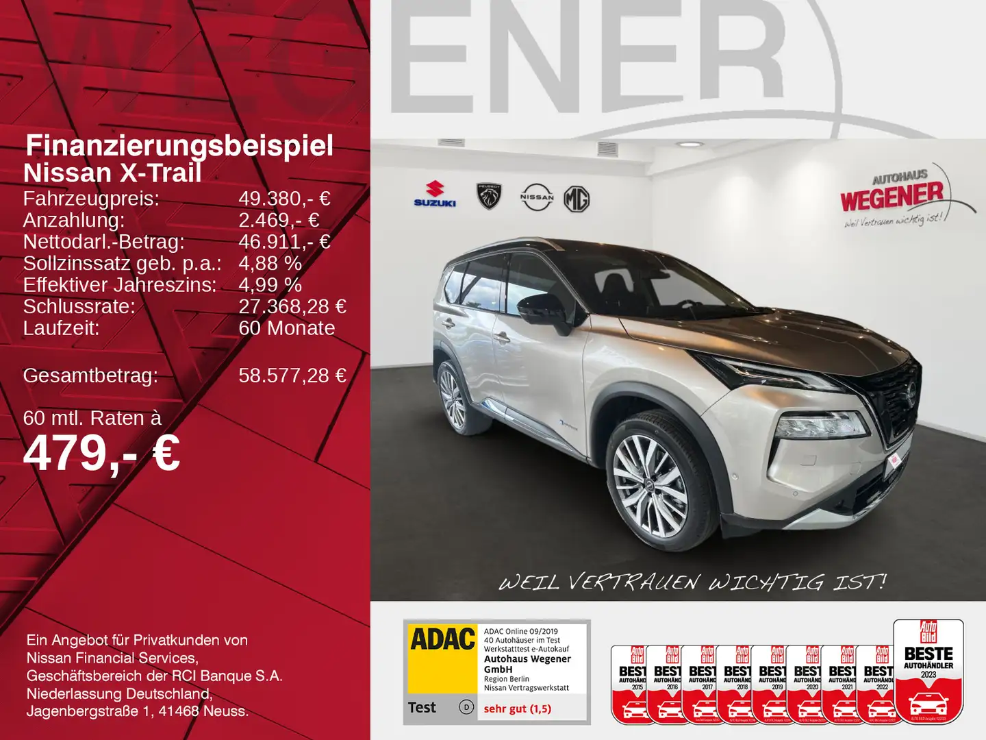 Nissan X-Trail X-TRAIL 1.5 VC-T e-4ORCE 213 PS 4x4 Tekna+ 5 Sit Silber - 2