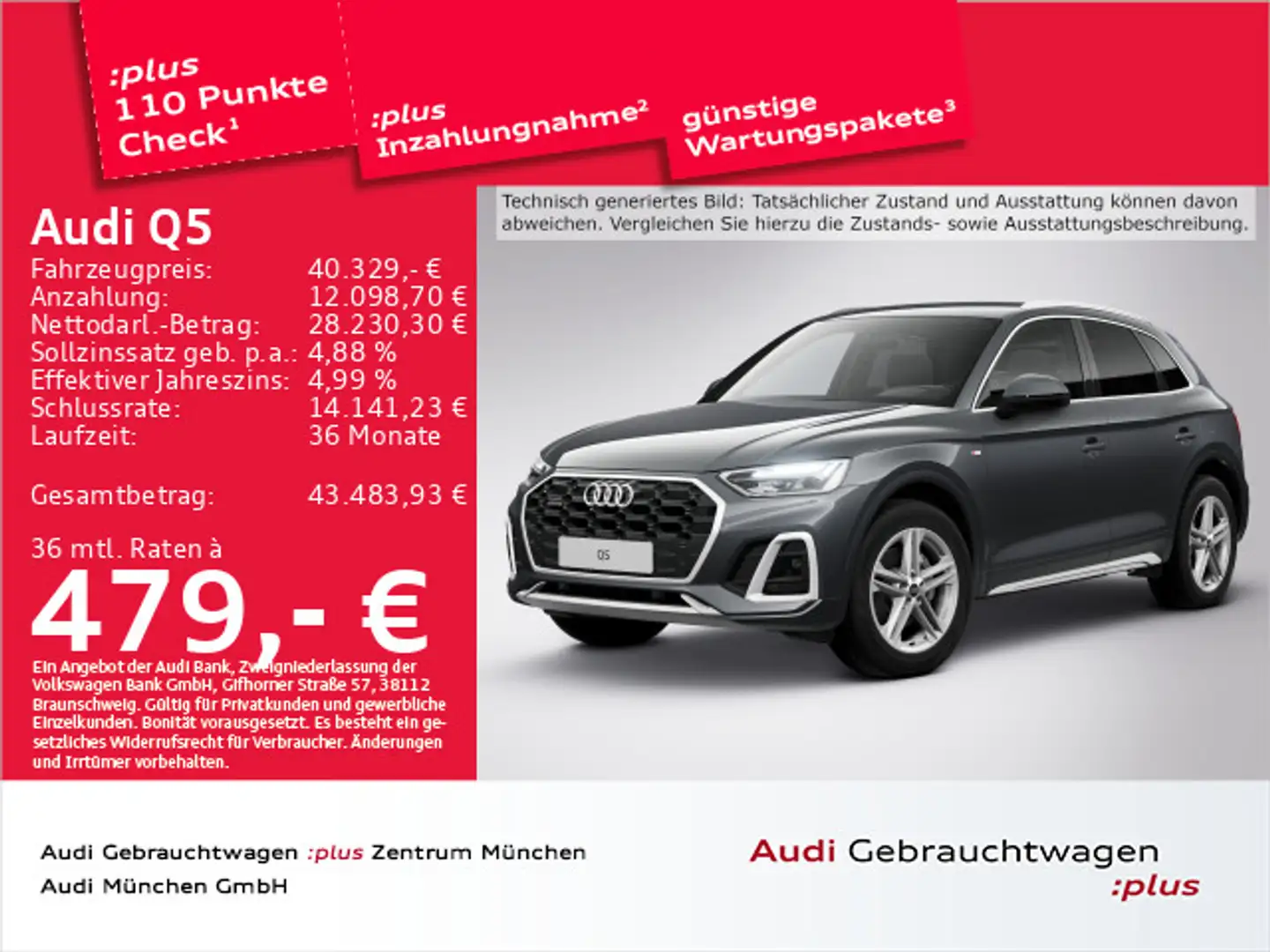 Audi Q5 40 TDI qu. S tronic 2x S line AHK/Virtual+/Ka Grau - 1