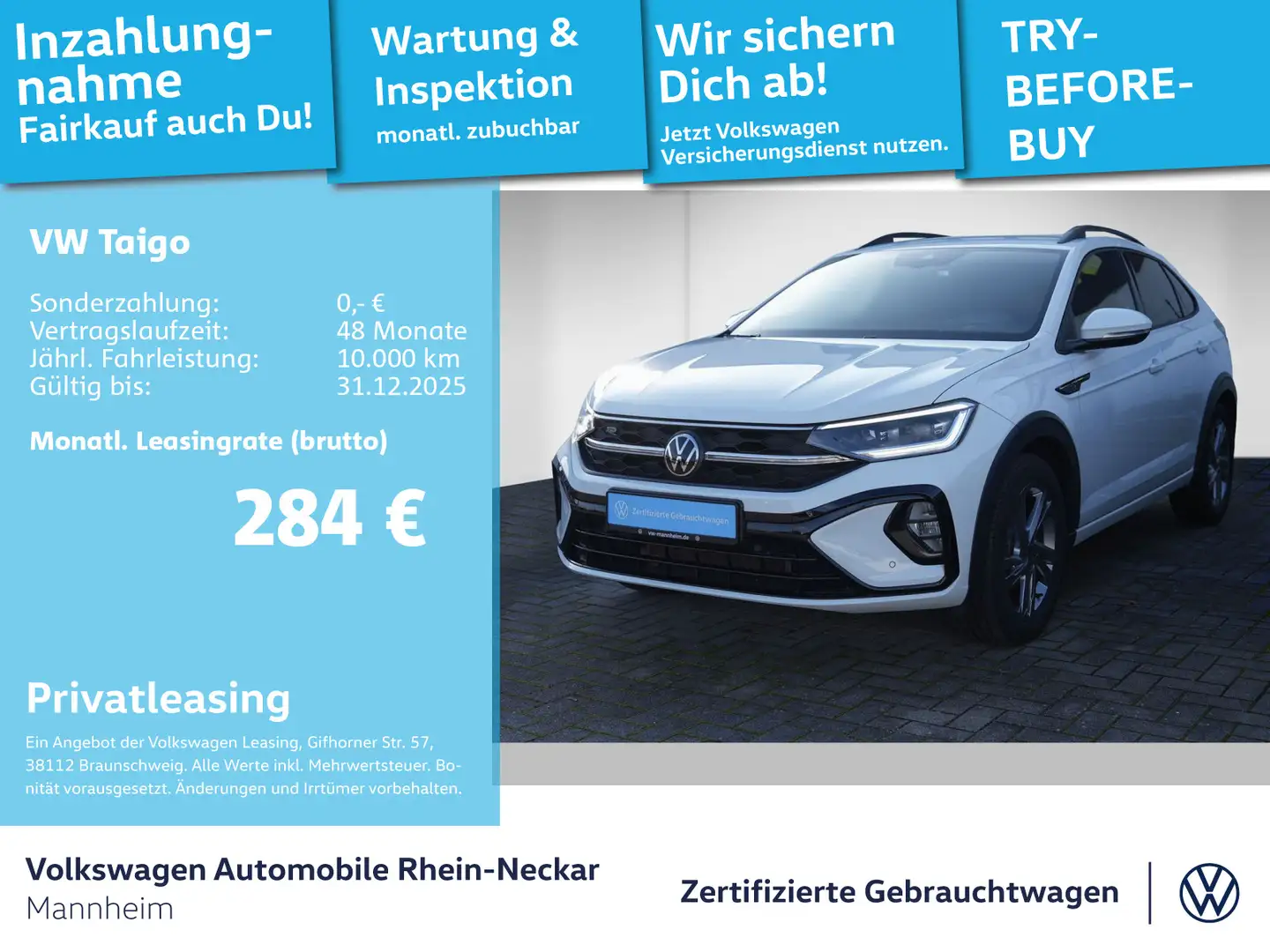 Volkswagen Taigo 1.0 TSI R-Line  DSG App-Connect Kamera Mat Weiß - 1