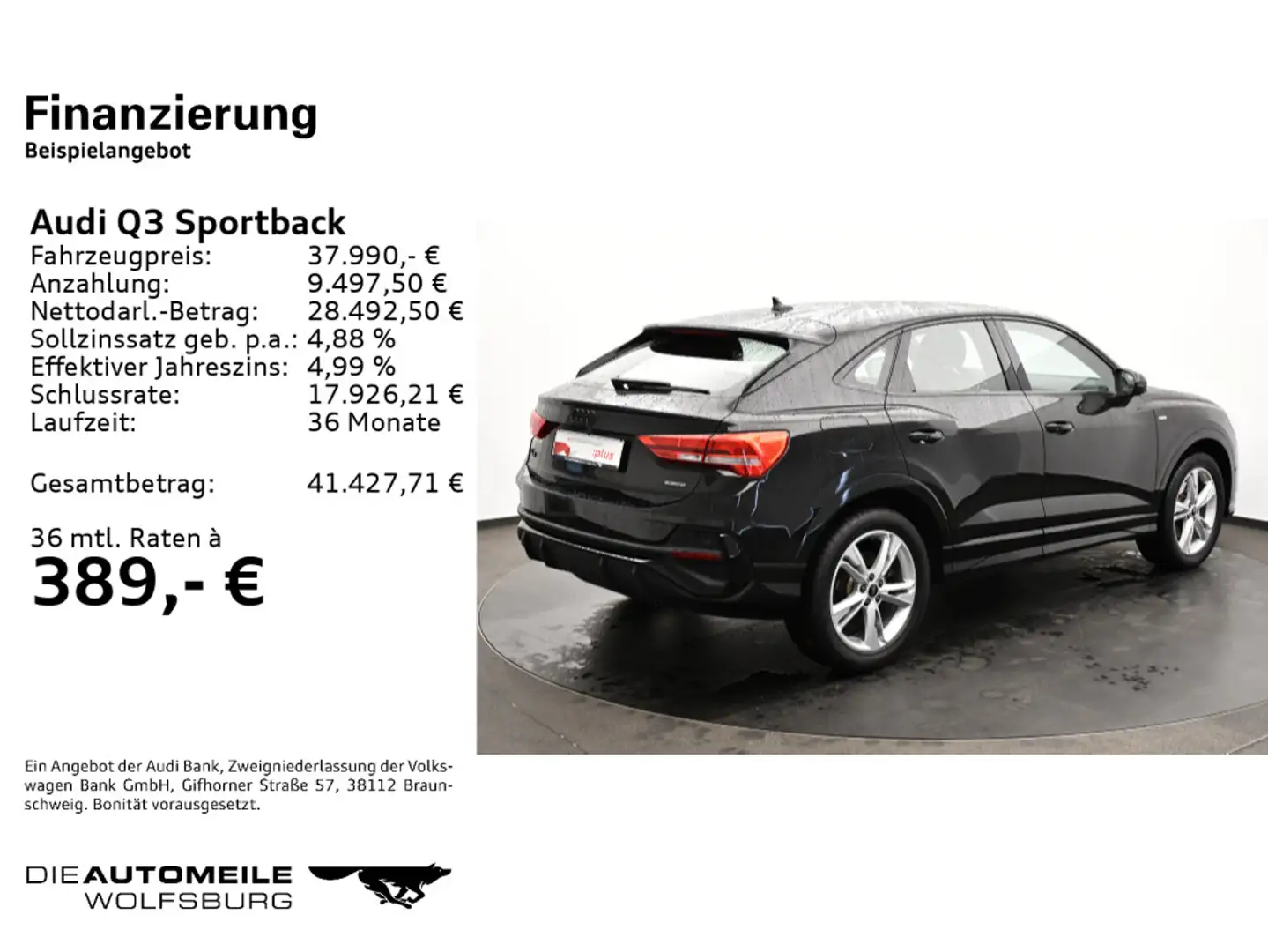 Audi Q3 40 TFSI S-tronic quattro LED/Einpar Schwarz - 2