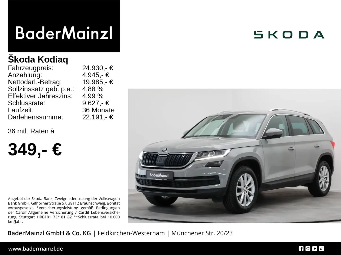 Skoda Kodiaq 2.0 TDI 4x4 Style LED Navi SHZ Carplay Gris - 1