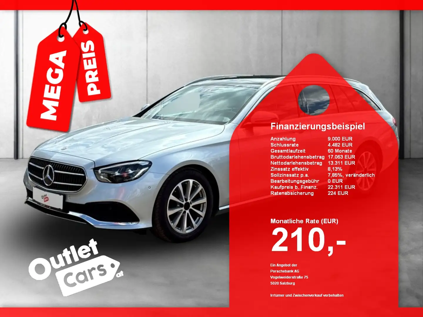 Mercedes-Benz E 200 d T Avantgarde Aut. LED+LEDER+NAV+SKY+RADAR Silber - 1