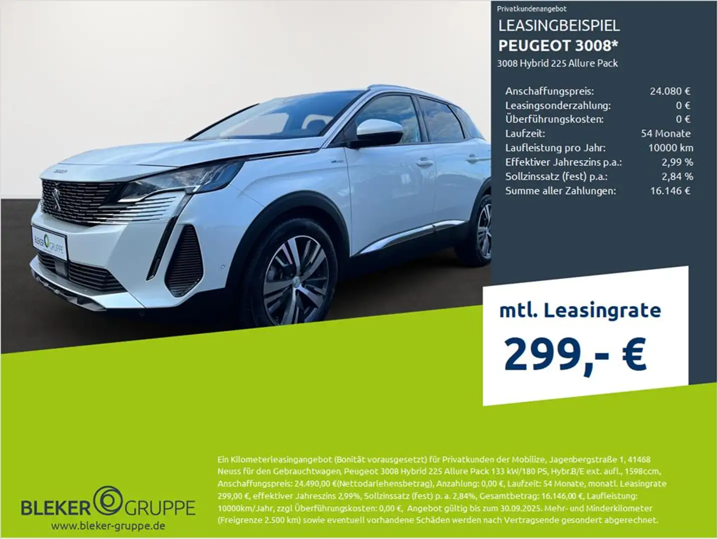 Peugeot 3008 3008 Hybrid 225 Allure Pack Blanc - 1