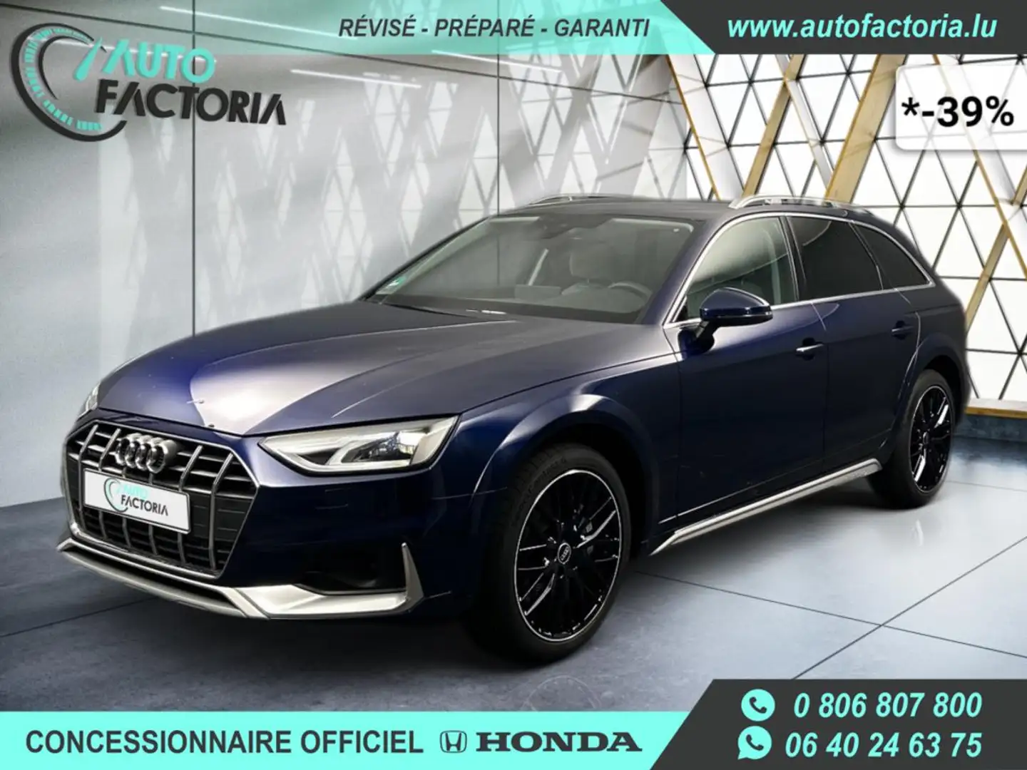 Audi A4 allroad -39% 45 TFSI 265cv BVA7 4x4 +GPS+CUIR+Opts Modrá - 1