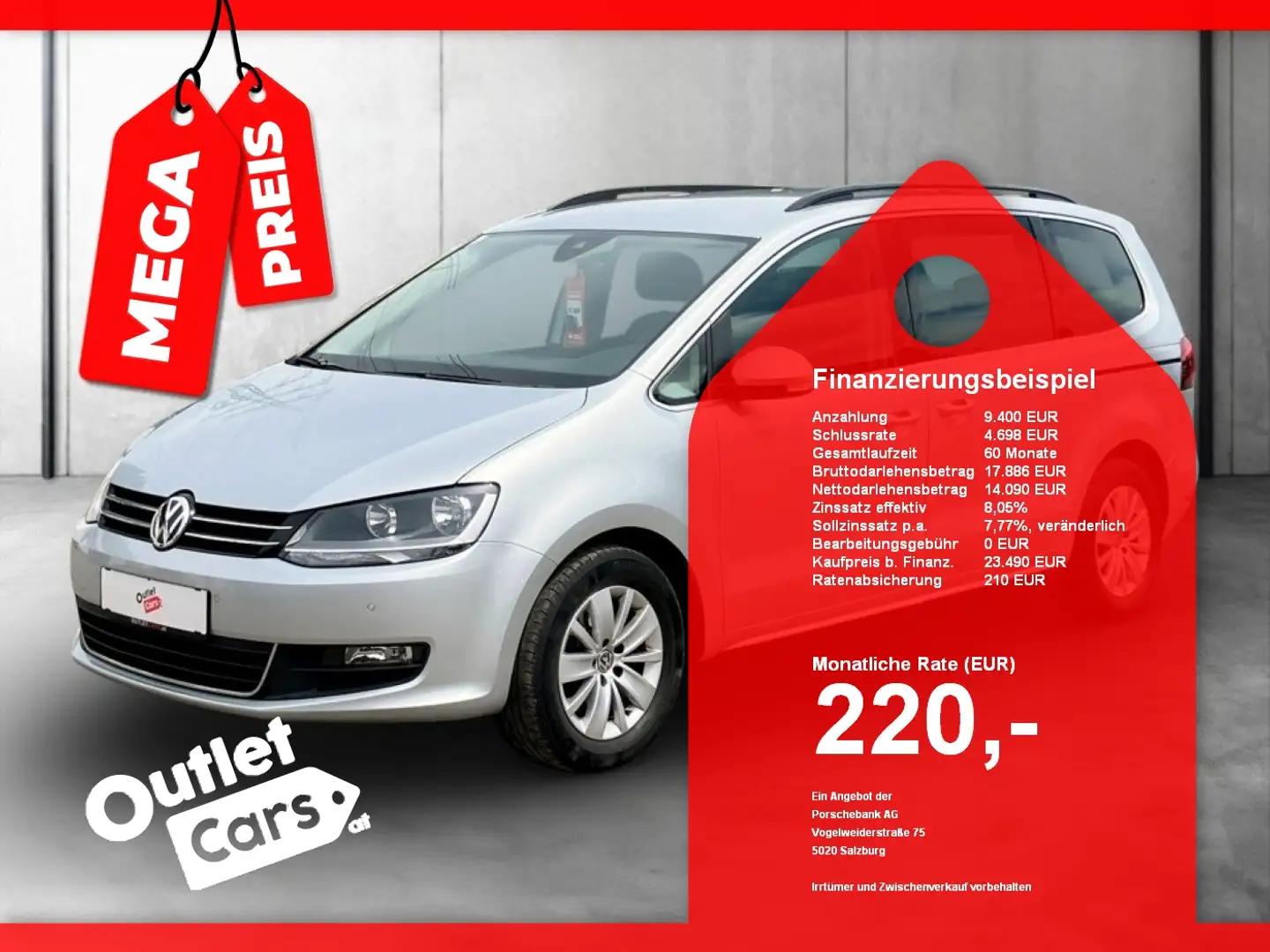 Volkswagen Sharan 2.0 TDI Comfortline DSG ACC+NAV+MEGAPREIS Silber - 1