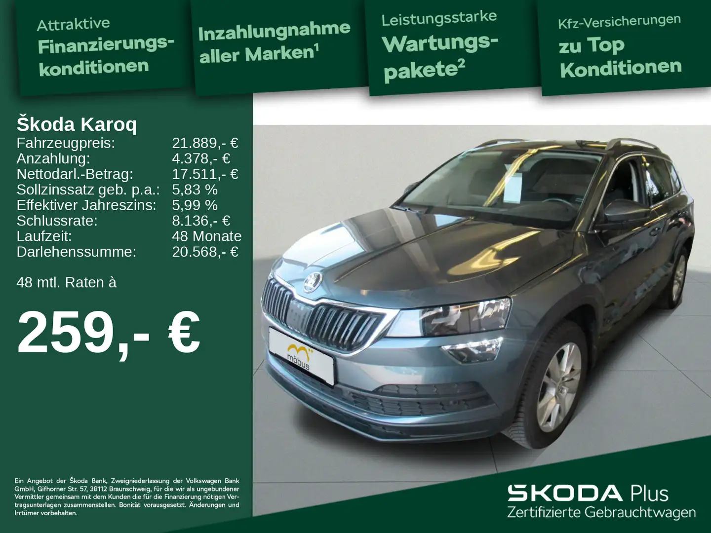 Skoda Karoq 1.5 TSI AMBITION*APP*AHK*NAV*PANO*RFK*SHZ* Grau - 1