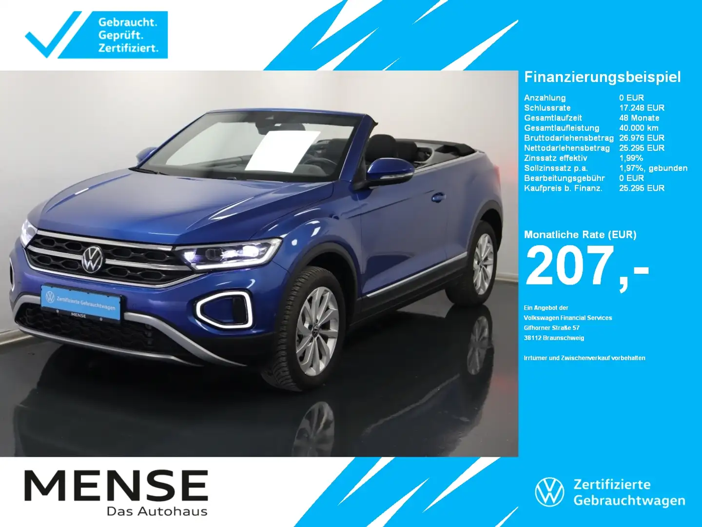Volkswagen T-Roc Cabriolet 1.0 TSI Style |ACC|VirtualCP|FLA Blau - 1