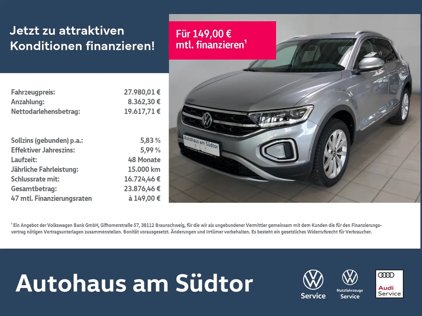 Volkswagen T-Roc Style 1.5 TSI DSG | LED RFK ACC Navi Silber - 1