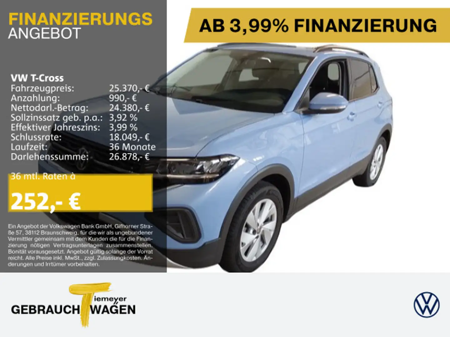 Volkswagen T-Cross 1.0 TSI DSG LIFE LED NAVI VIRTUAL AHK Blau - 1