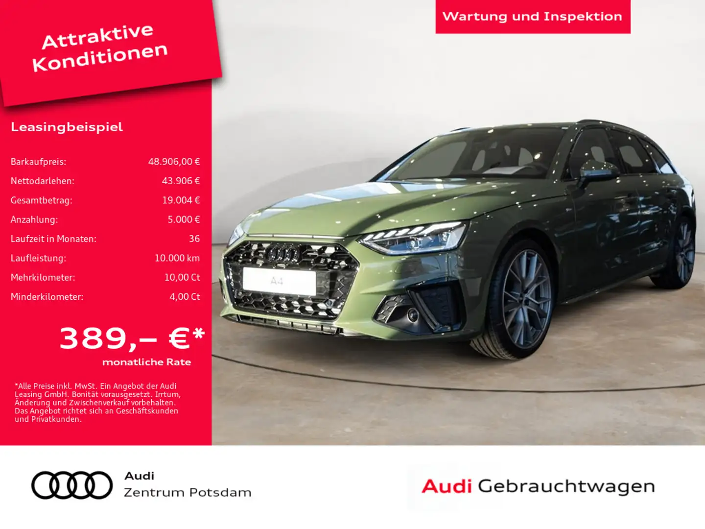 Audi A4 Avant S line 40 TFSI KLIMA MATRIX-LED Grün - 1