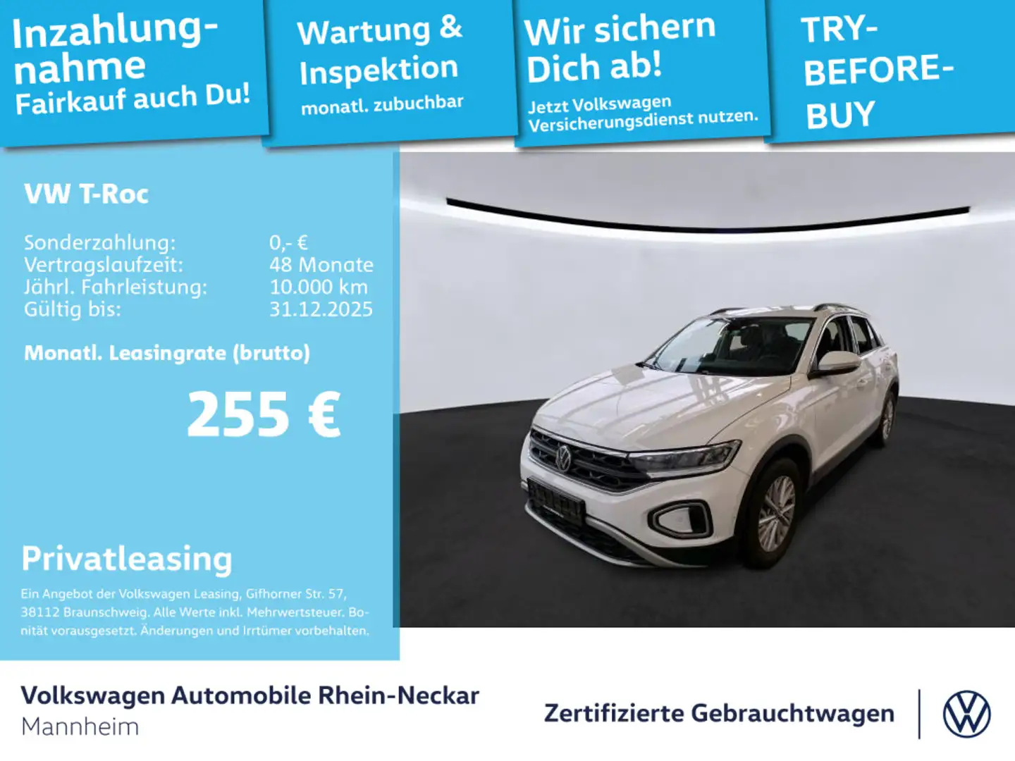 Volkswagen T-Roc 1.0 TSI Life LED AHK Klima uvm Weiß - 1