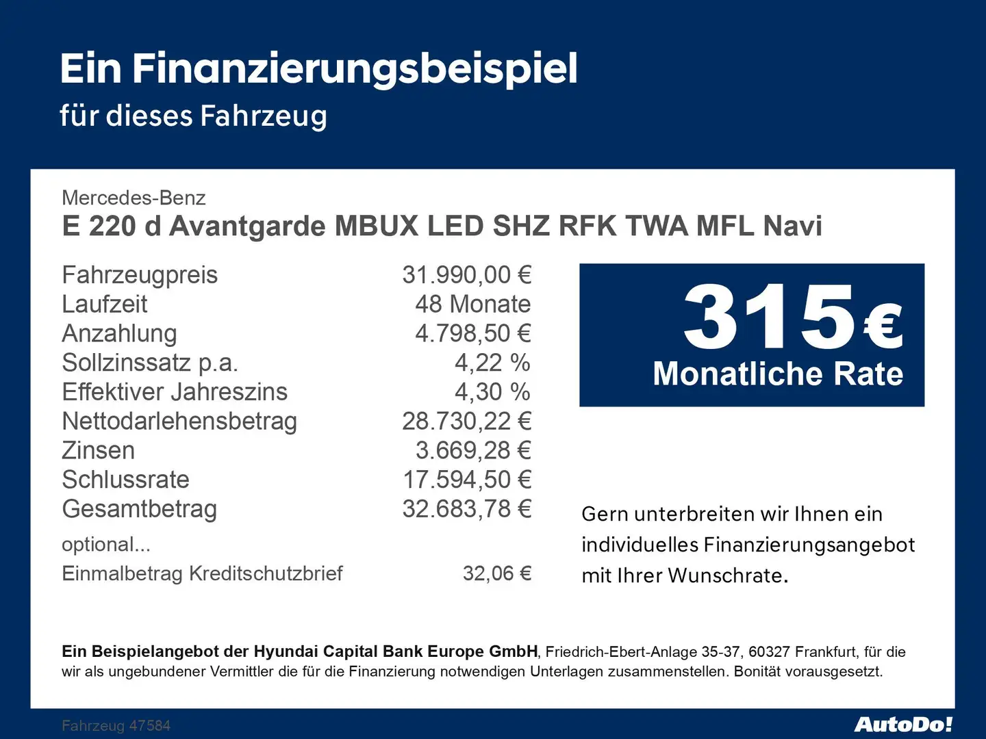 Mercedes-Benz E 220 d Avantgarde MBUX LED SHZ RFK TWA MFL Navi Schwarz - 2