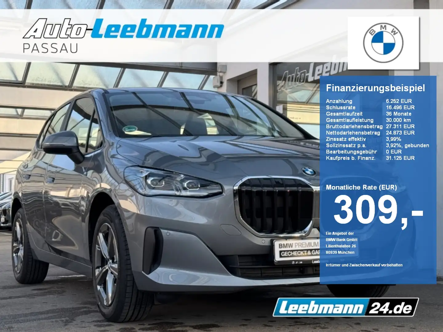 BMW 220 i Active Tourer AHK/RFK GARANTIE bis 01/2029 Grau - 1