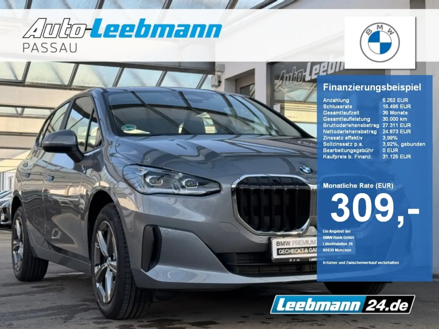 BMW 220 i Active Tourer AHK/RFK GARANTIE bis 01/2029 Grijs - 1