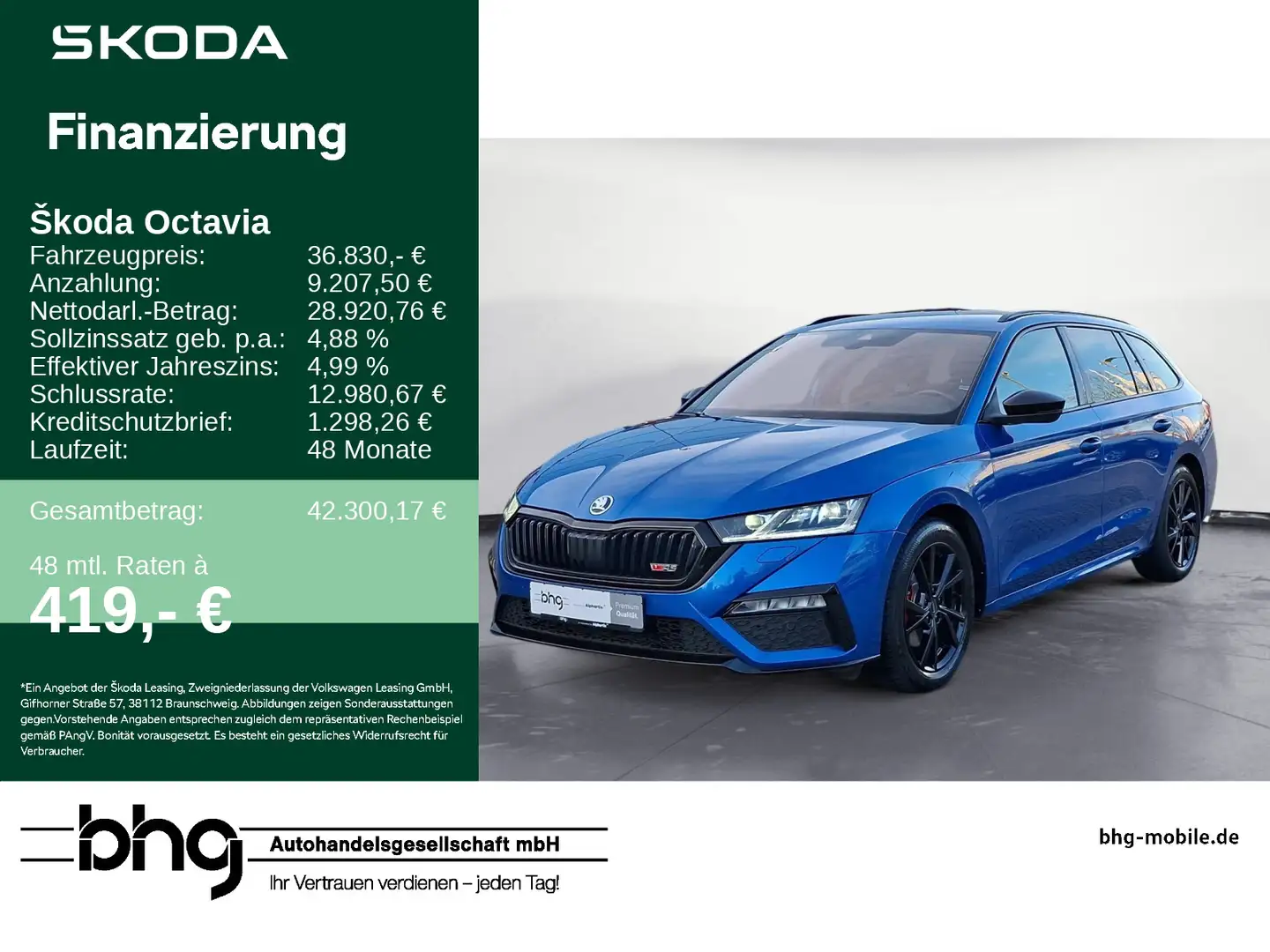 Skoda Octavia Combi 2.0 TDI DSG 4x4 RS Blau - 1