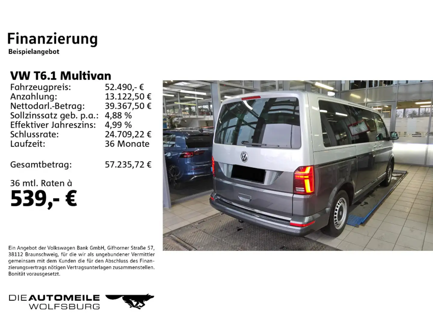 Volkswagen T6.1 Multivan 2.0 TDI DSG Generation Six Rückfah Silber - 2