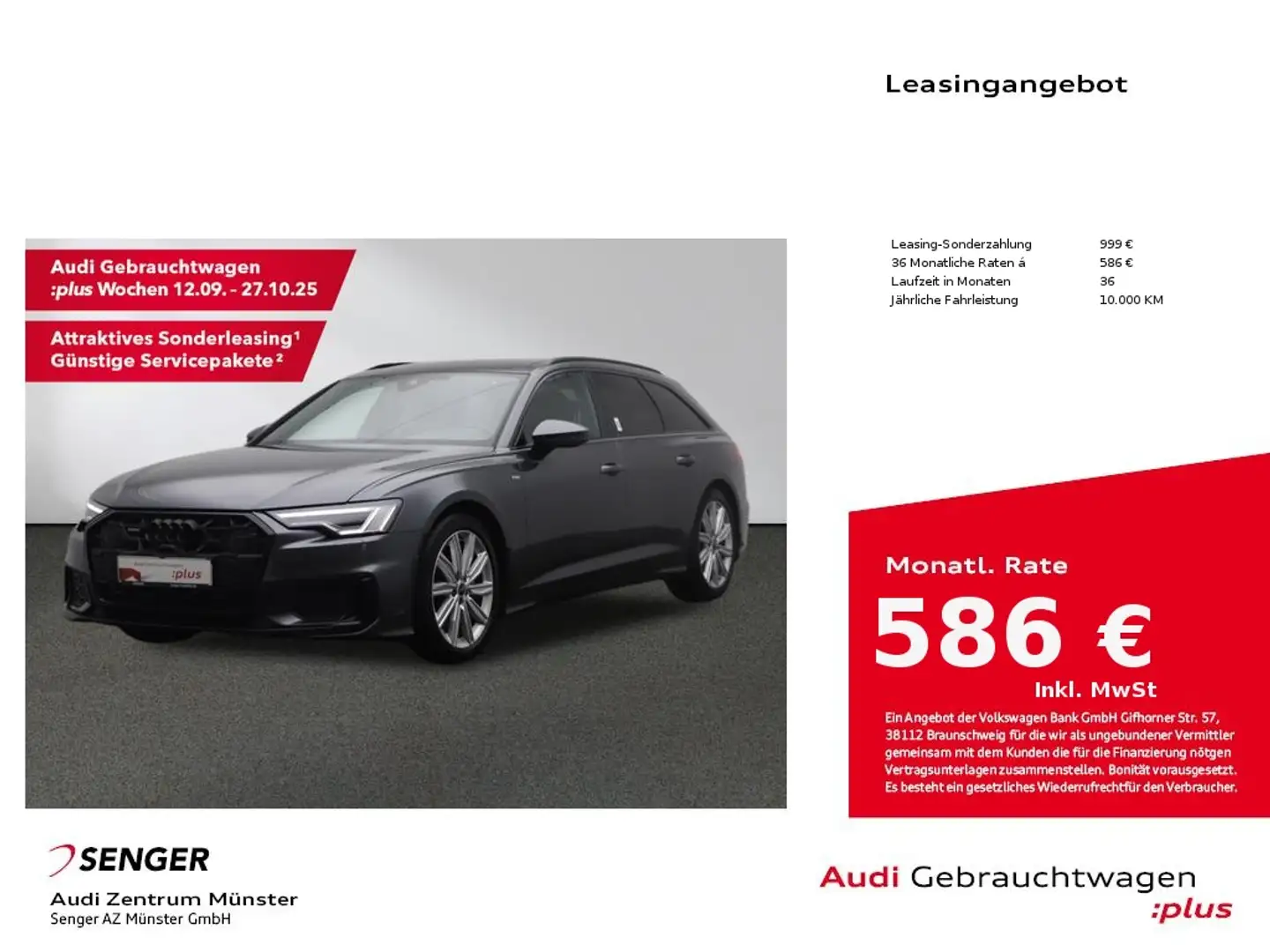 Audi A6 Avant 50 TDI S line quattro Matrix Pano AHK Grau - 1