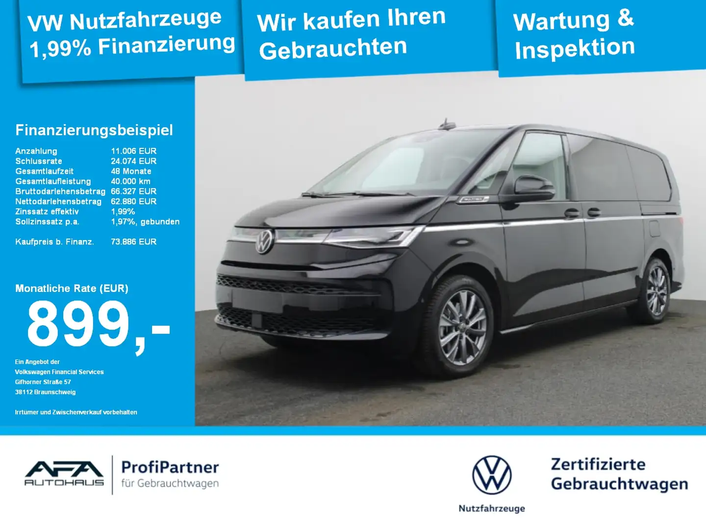 Volkswagen T7 Multivan 1,5 TSI eHybrid lang 4M AHK*ACC*LED Schwarz - 1